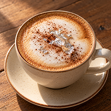Cappuccino dusted with silver