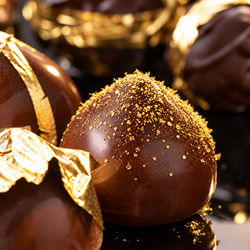 Edible gold dust on chocolate